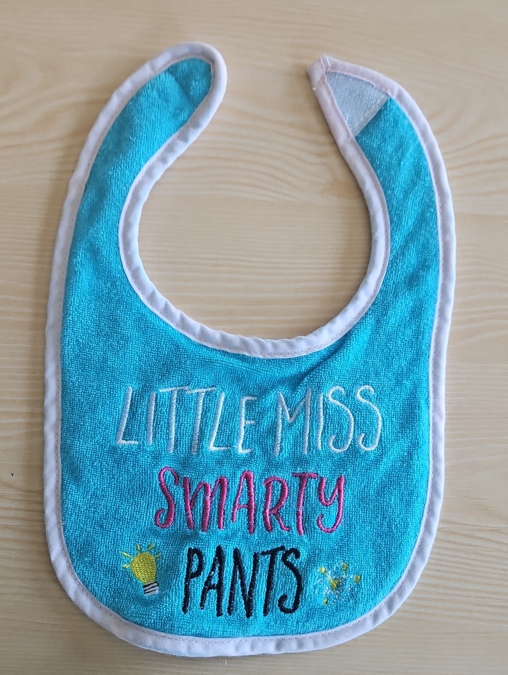 Playtex Turquoise and White "Little Miss Smarty Pants" Baby Bib